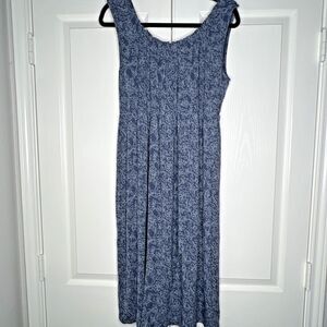 Latched Mama Labor Post Partum Dress Large Blue Floral Snaps Nursing Stretch